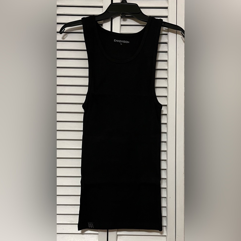 NIP Men’s Ekkovision Black Ribbed Beater Tank Top size L